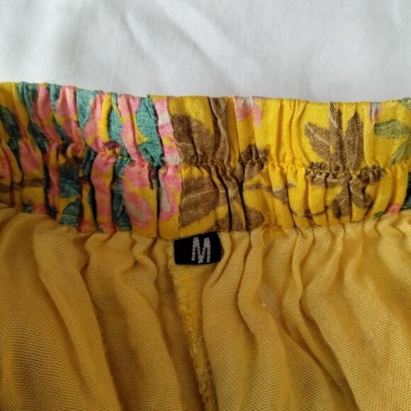 Womens Medium Floral Art to Wear Wide Leg Crop Gaucho Pants Boho Lagenlook - Picture 8 of 8